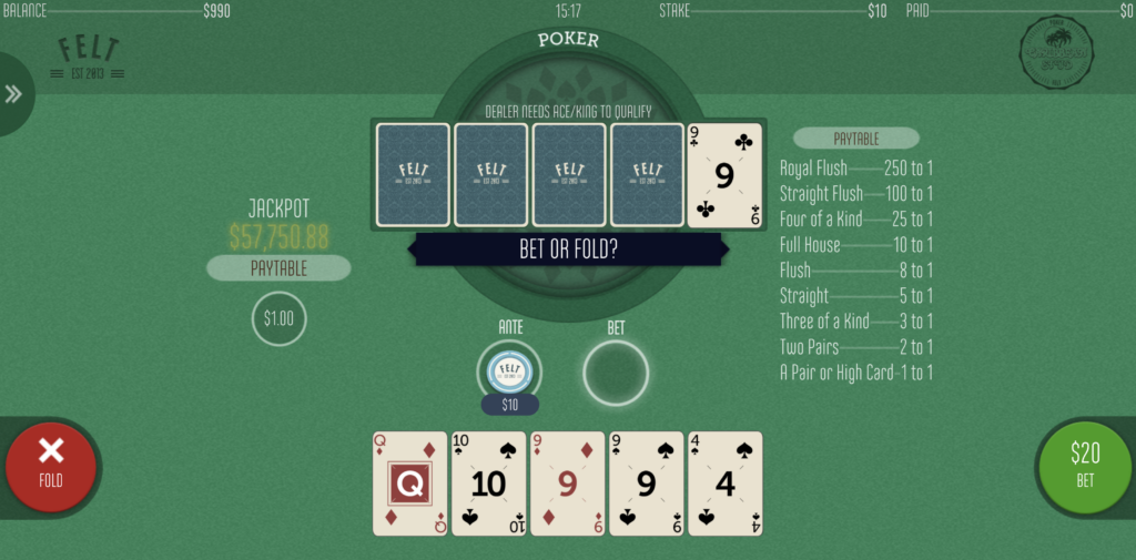 Caribbean stud poker