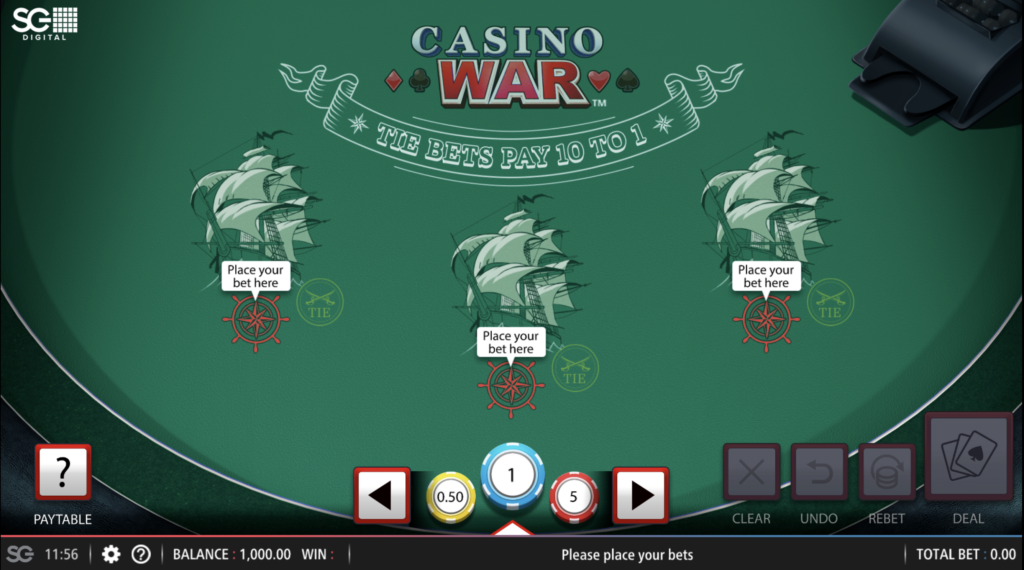 Casino War table